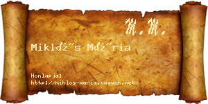Miklós Mária névjegykártya